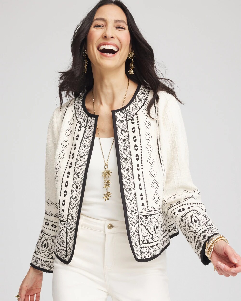 Embroidered Jacquard Tweed Jacket | Chico's Embroidered Jacquard Tweed Jacket | Chico's